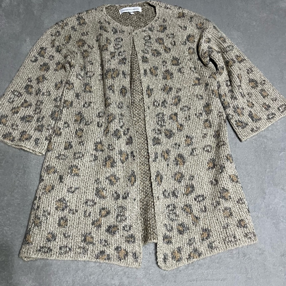 Cupcakes and Cashmere Cardigan Womens XS Multicolor Animal Print Open Front Boho - Picture 2 of 9